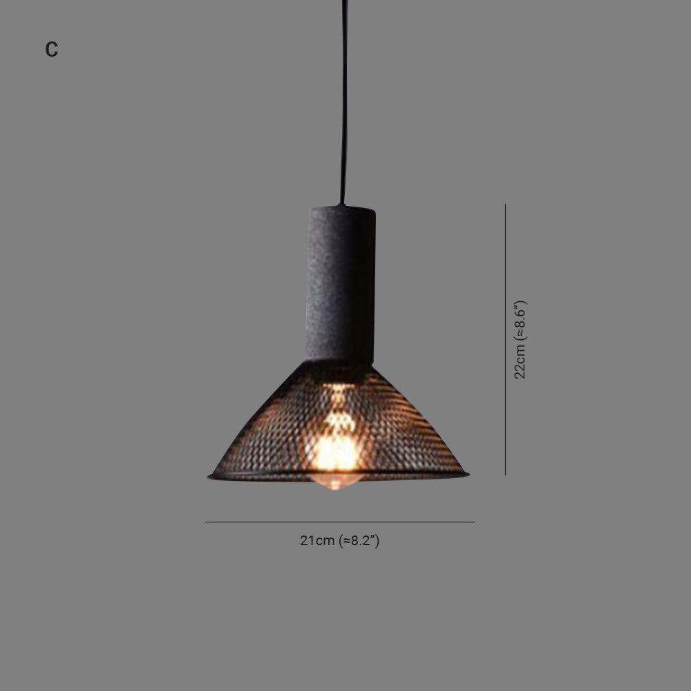 Zaid Industrial Pendant Light, 6 Style, Cement & Metal