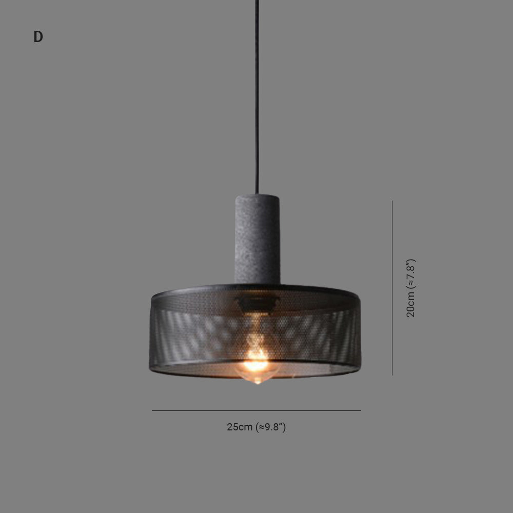 Zaid Industrial Pendant Light, 6 Style, Cement & Metal