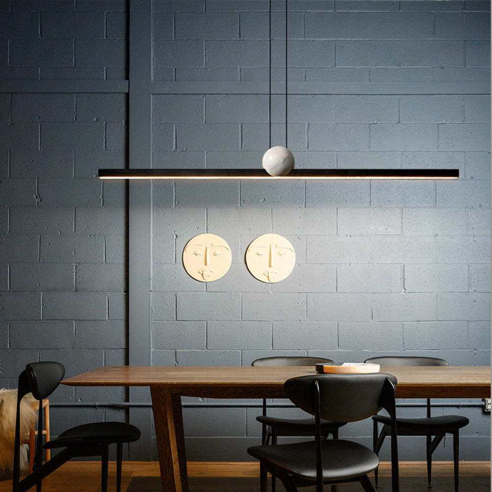 Edge Pendant Light 2 Colour, Metal & Marble, 90/120/150cm