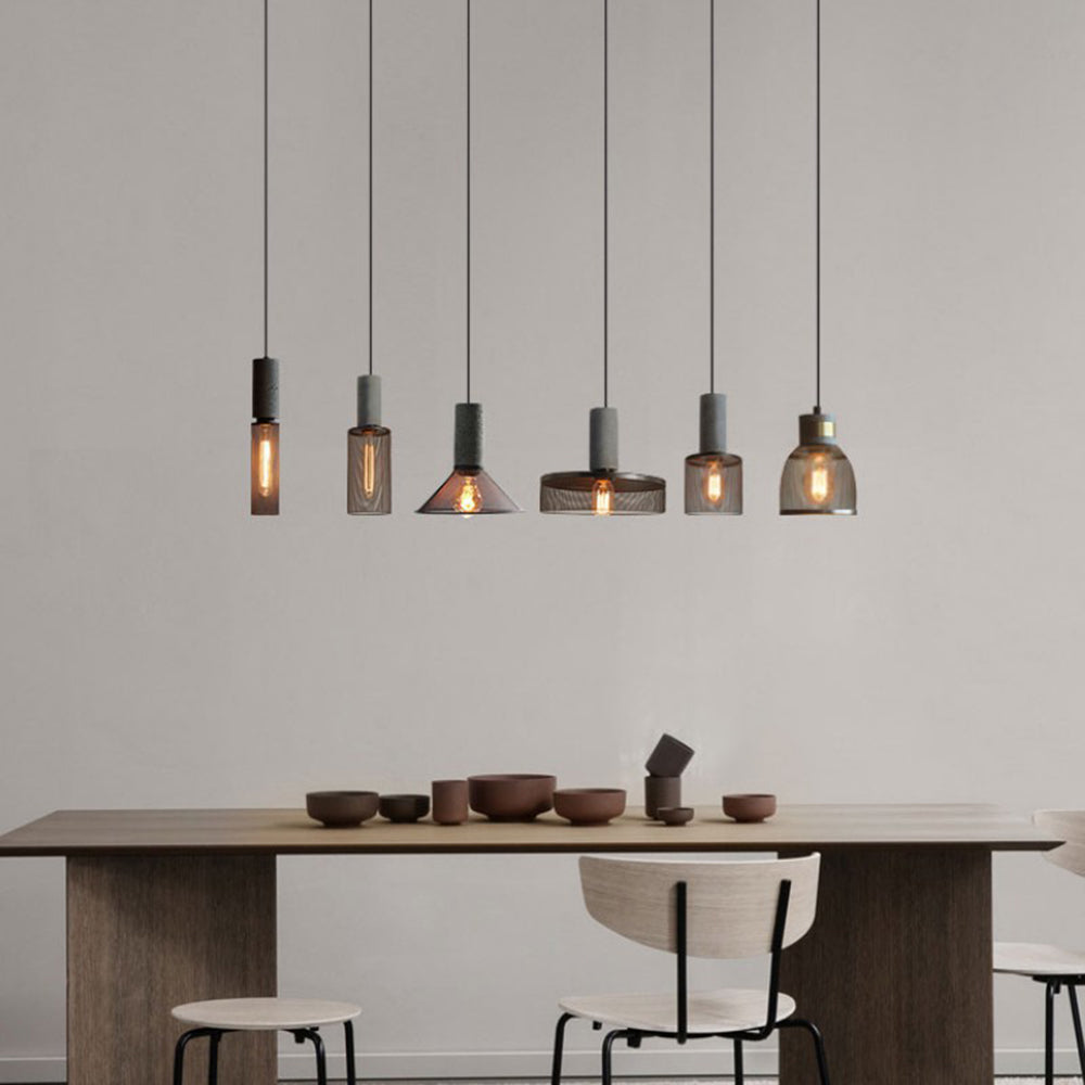 Zaid Industrial Pendant Light, 6 Style, Cement & Metal