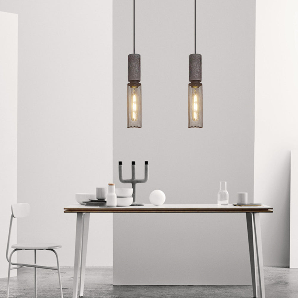 Zaid Industrial Pendant Light, 6 Style, Cement & Metal