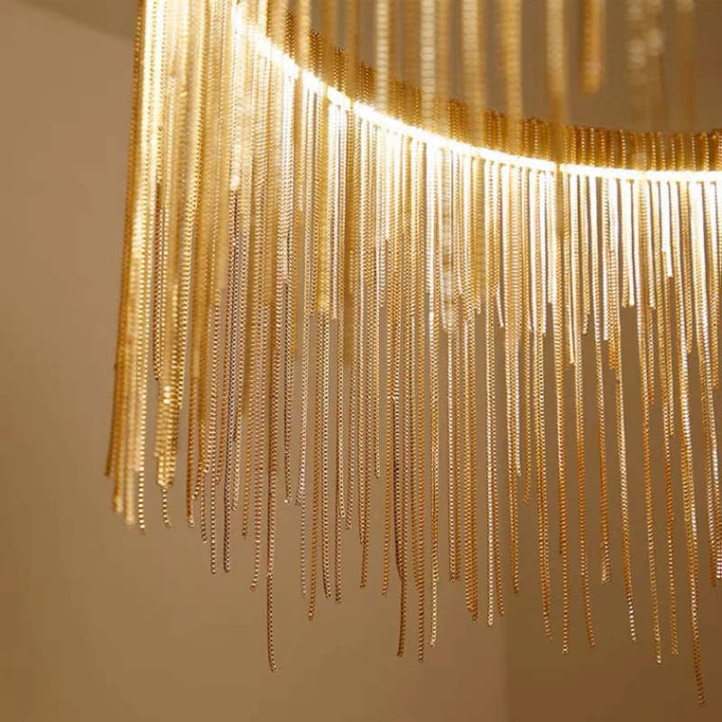 Metal Tassel Chain Led Chandelier Pendant Shade Lighting For Living Room, Dining room