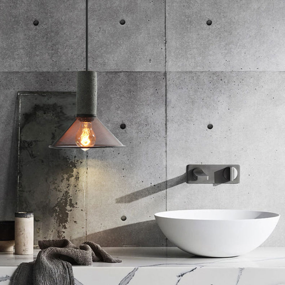 Zaid Industrial Pendant Light, 6 Style, Cement & Metal
