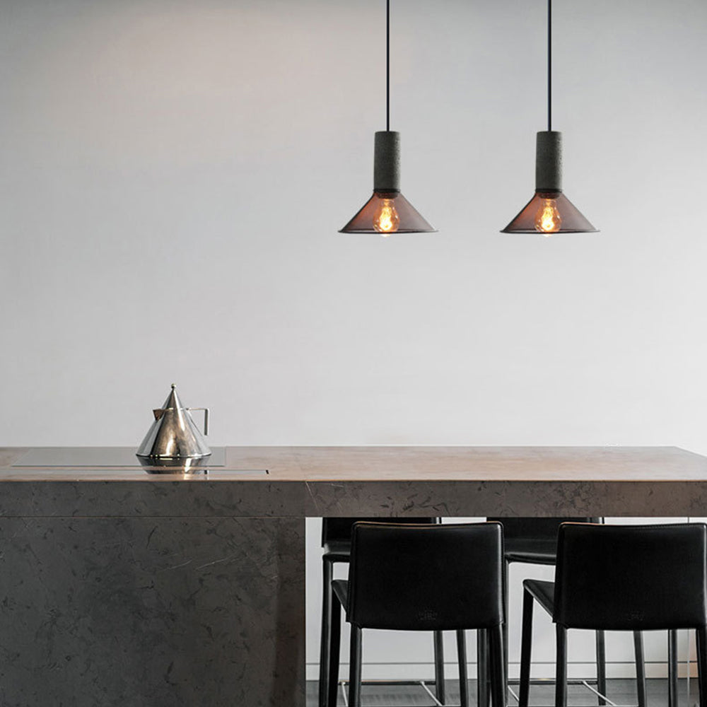 Zaid Industrial Pendant Light, 6 Style, Cement & Metal