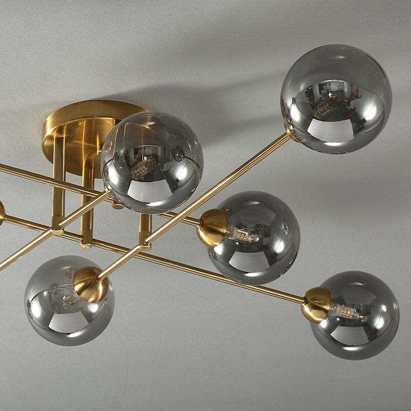 LED-Kronleuchter aus Schmiedeeisen, Lustre-Industrie-Kronleuchter aus Rauchglas