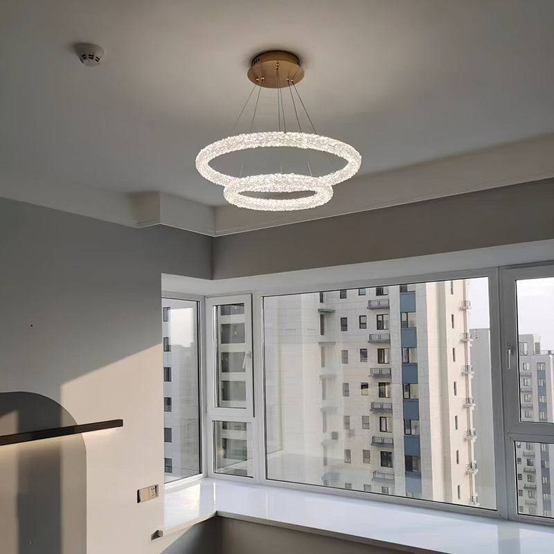 Kristy Chandelier, Metal & Crystal, 1/2/3 Ring