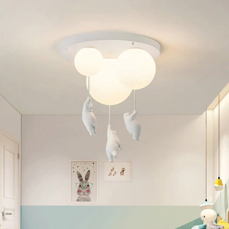 Fateh Bear Balloons Flush Mount Ceiling Light for Children's Room, Bedroom