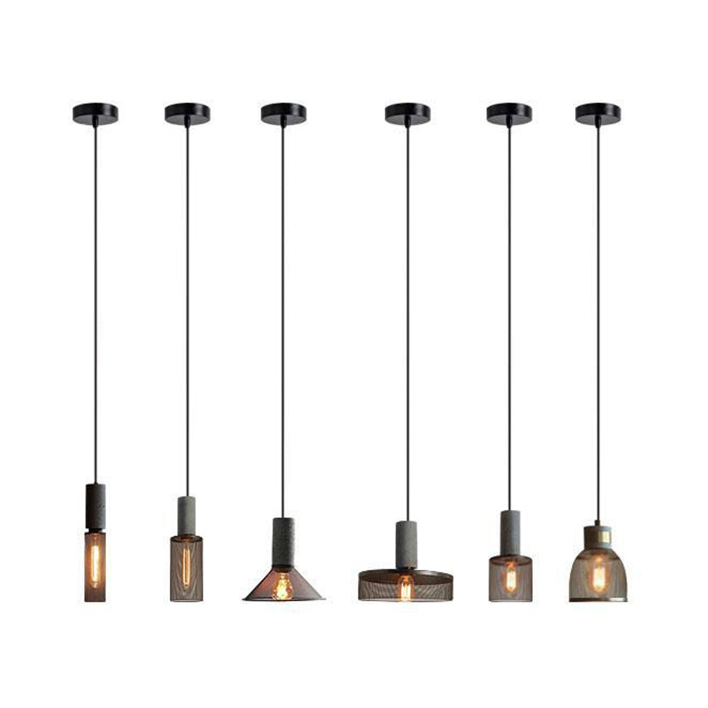Zaid Industrial Pendant Light, 6 Style, Cement & Metal