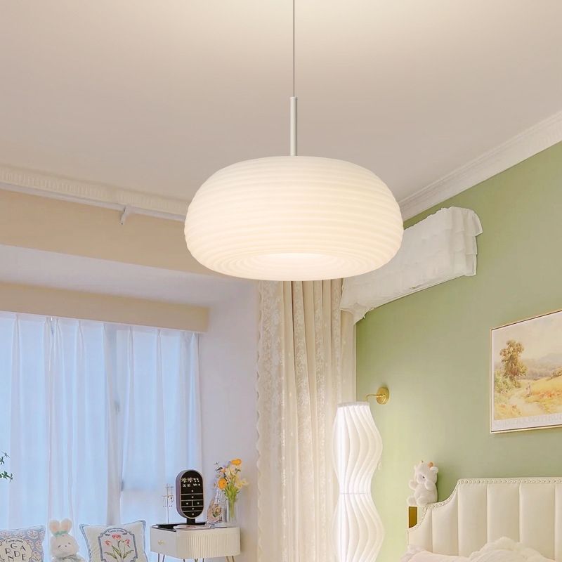 Morandi Drum Shape White Pendant Light, DIA 20CM/35CM/50CM