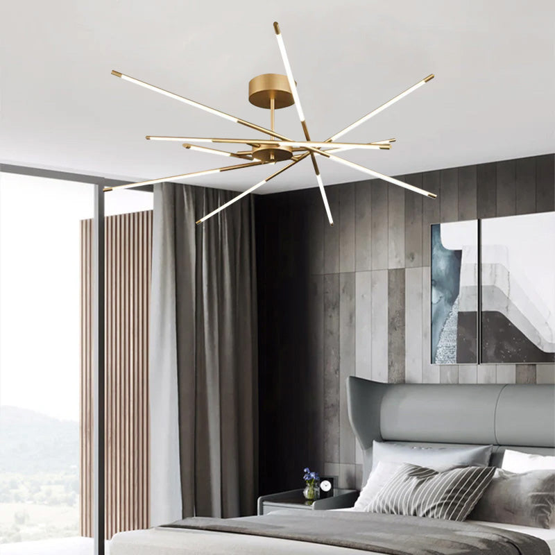 Edge Ceiling Light, Black & Gold, 6/8/10/12 Heads