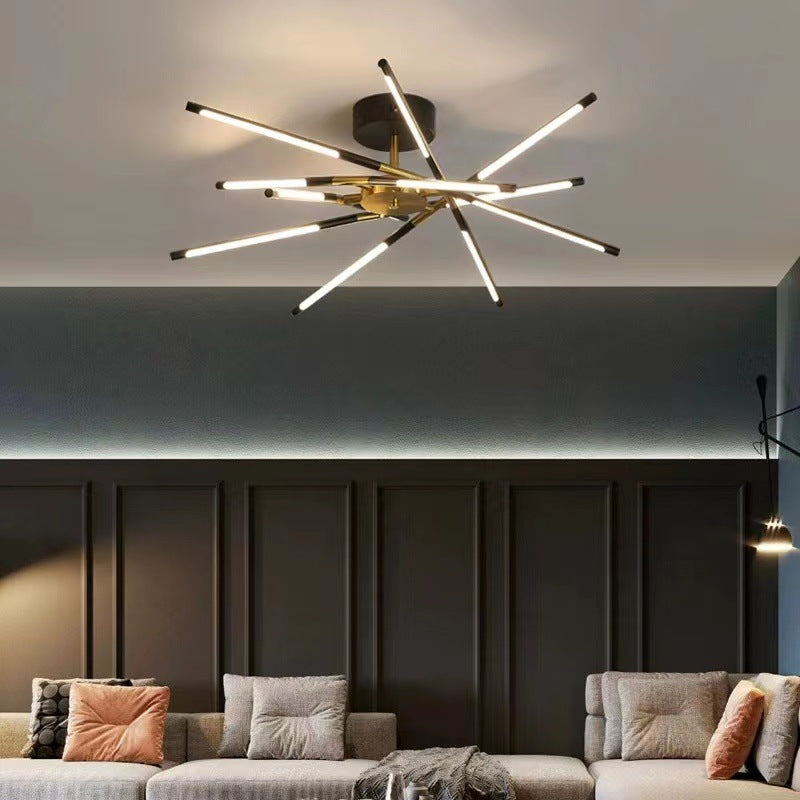 Edge Ceiling Light, Black & Gold, 6/8/10/12 Heads