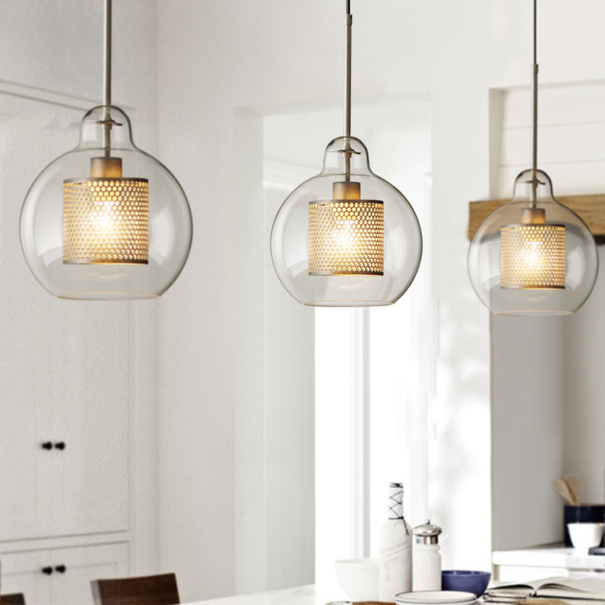 Oneal Pendant Light, Metal & Glass