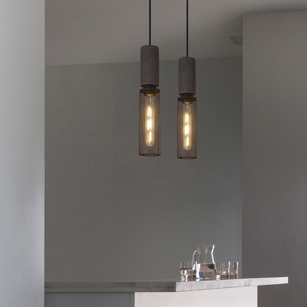 Zaid Industrial Pendant Light, 6 Style, Cement & Metal