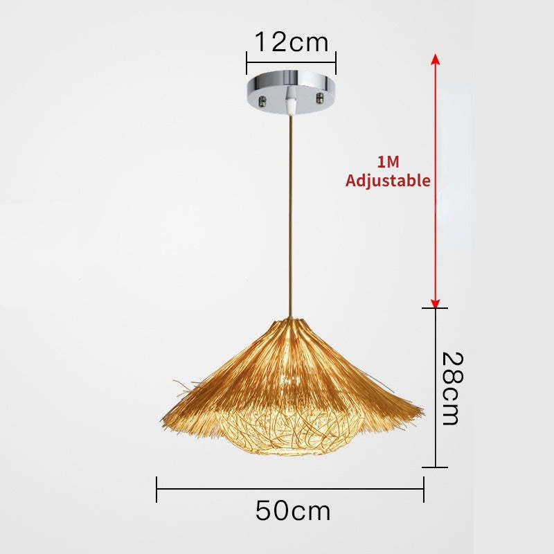 Muto Hand-Woven Rattan Modelling Pendant Light for Dining Room