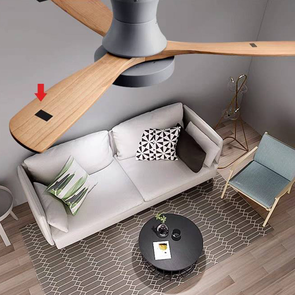 Walters 3-Blade White & Gray Ceiling Fan with Light, Metal & Wood, DIA132CM