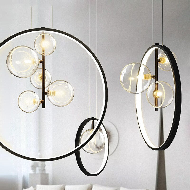 Nordic Glass Bubbles LED Chandeliers Modern Pendant Light for Dining Room