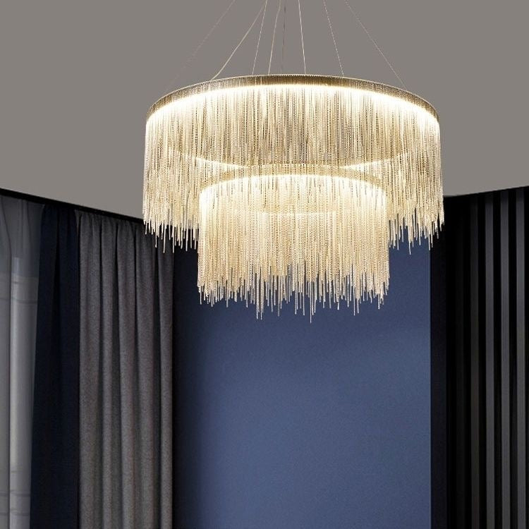 Metal Tassel Chain Led Chandelier Pendant Shade Lighting For Living Room, Dining room