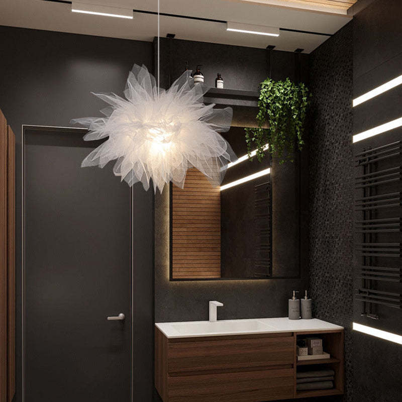 Nordic Minimalist Mesh Flower Pendant Light for Bedroom & Dining Room