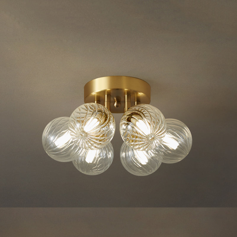 Valentina Ceiling Light Clear Bubble, Pure Copper & Glass 3/4/5/6 Head
