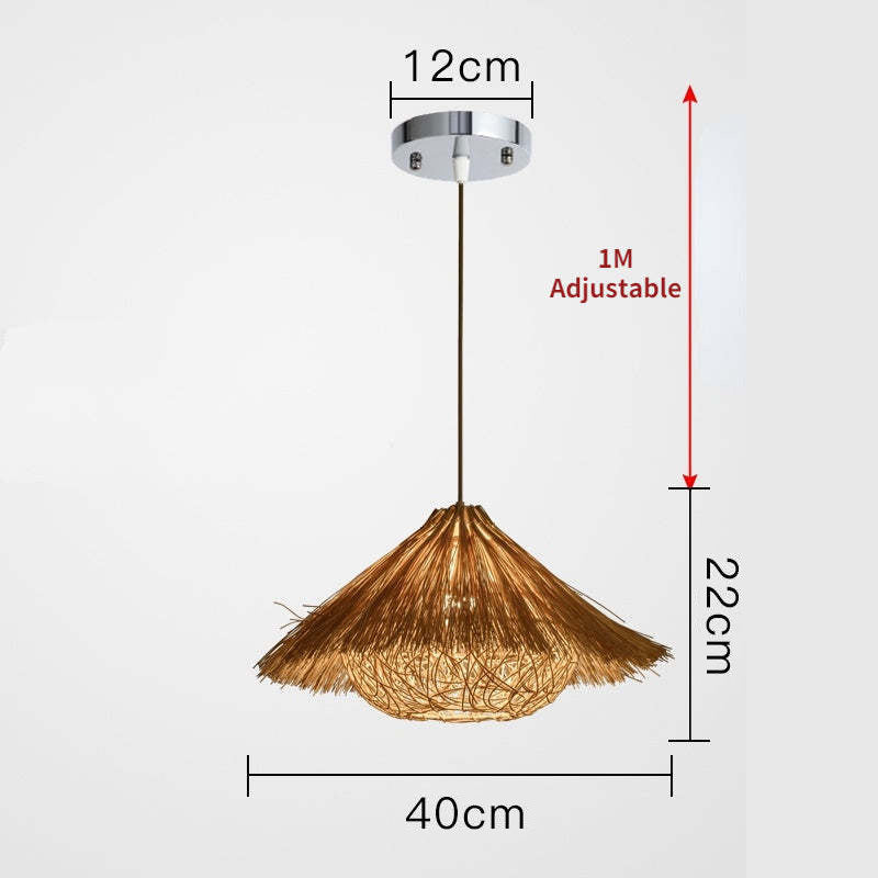 Muto Hand-Woven Rattan Modelling Pendant Light for Dining Room