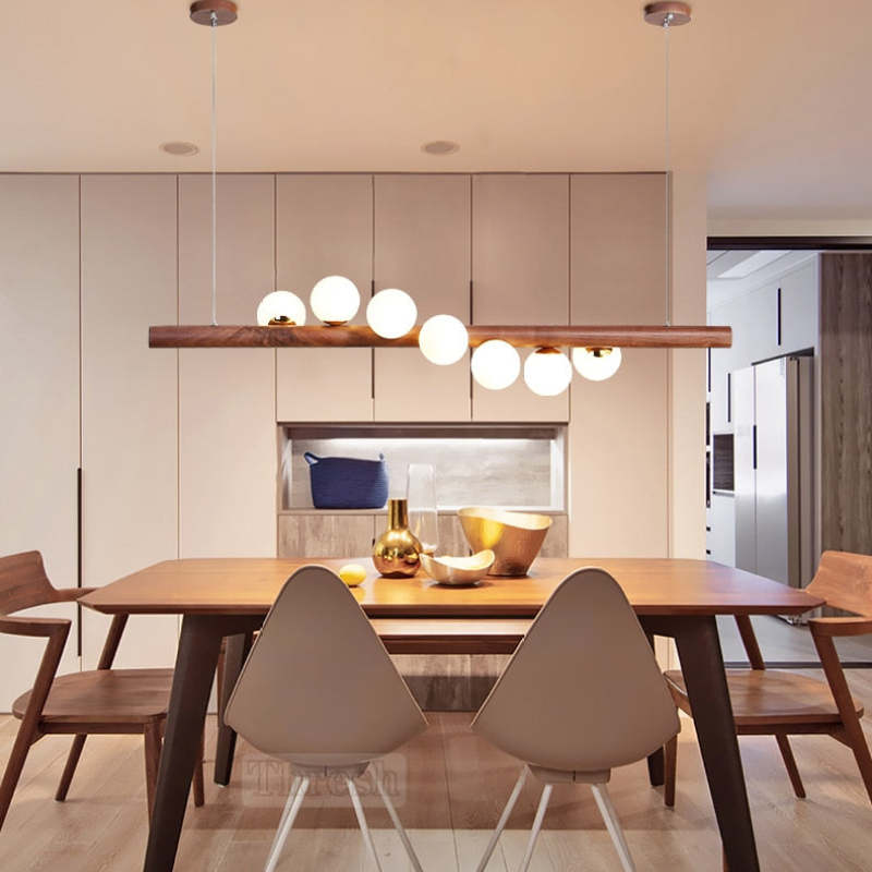 Valentina Pendant Light Bubble, Wood & Glass