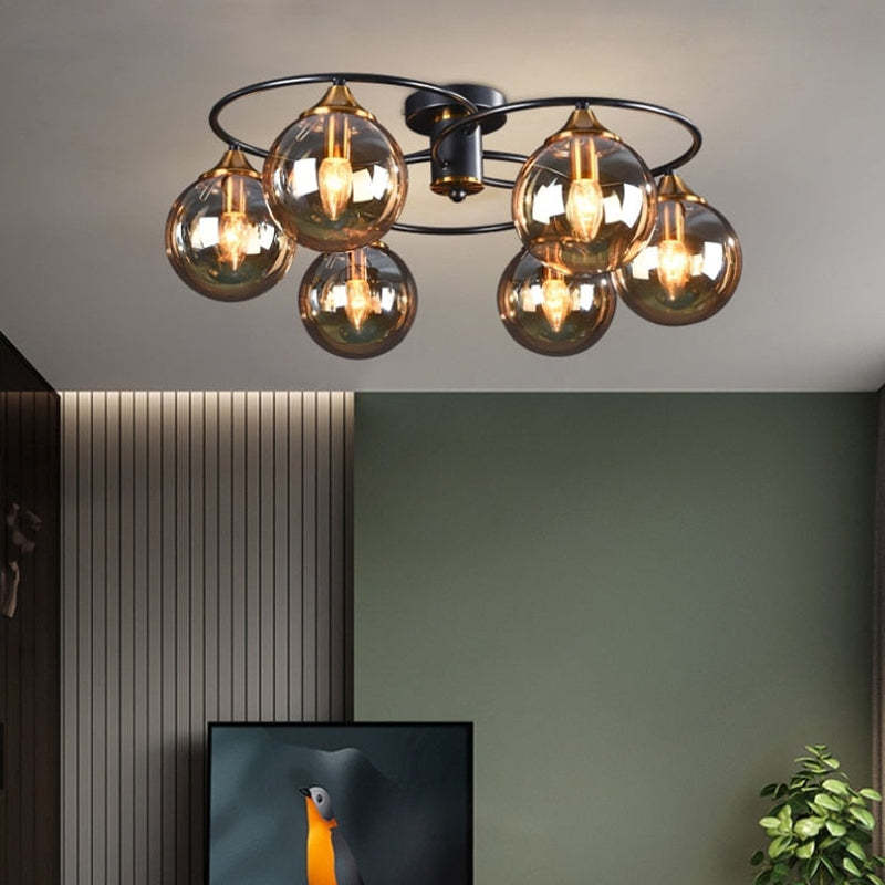 Smoky Gray Amber Chandelier Foyer Pendant Lighting Fixtures
