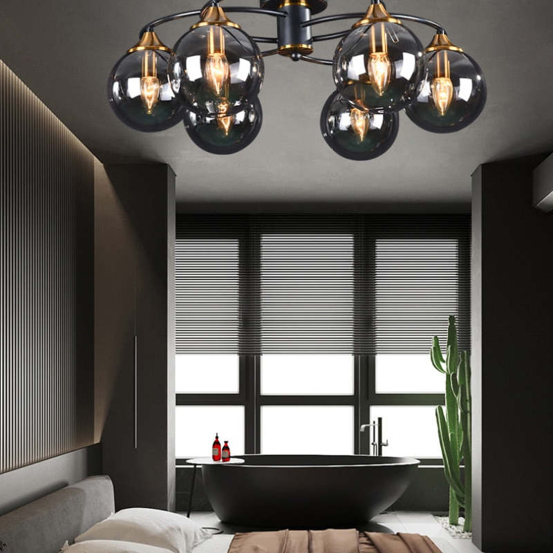 Smoky Gray Amber Chandelier Foyer Pendant Lighting Fixtures