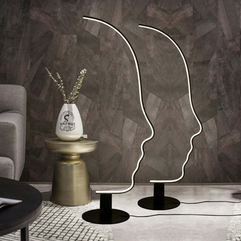 Postmodern Human Face LED Floor Lamp For Bedroom, Living Room