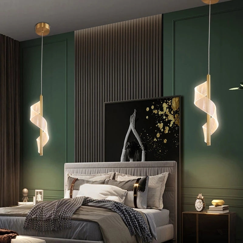 Nordic Metal Bedside Chandelier Pendant Light For Bedroom