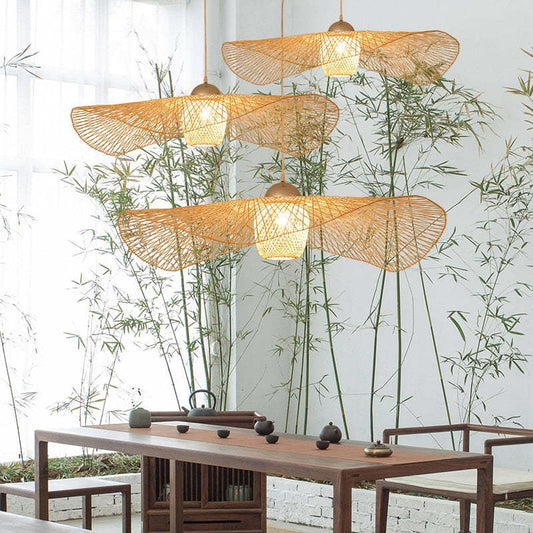 Rattan Weaving Cap Pendant Light for Dining Room