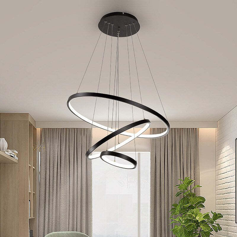 Modern LED Rings Hanging Lamp Remote Control