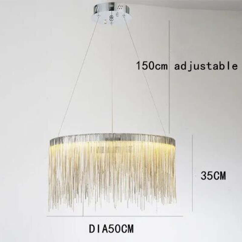 Metal Tassel Chain Led Chandelier Pendant Shade Lighting For Living Room, Dining room