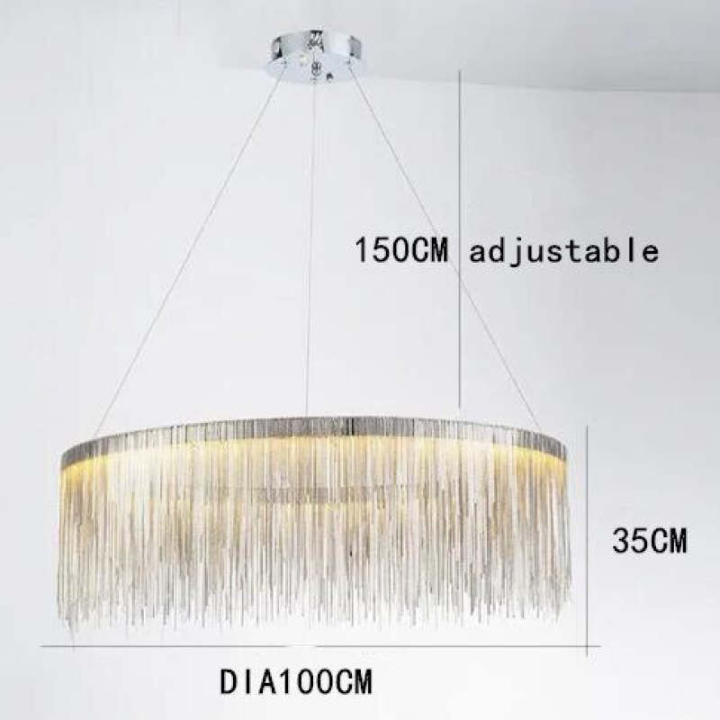 Metal Tassel Chain Led Chandelier Pendant Shade Lighting For Living Room, Dining room