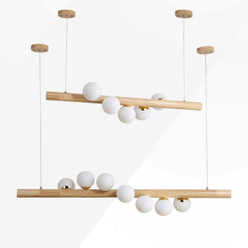 Valentina Pendant Light Bubble, Wood & Glass