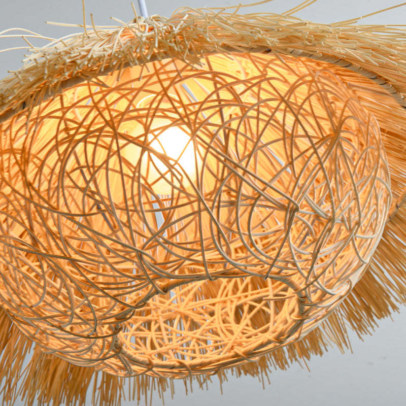 Muto Hand-Woven Rattan Modelling Pendant Light for Dining Room