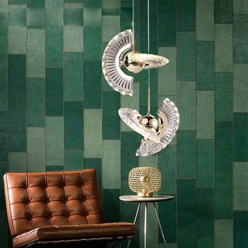 Moderne drehbare Pendelleuchte, Kronleuchter aus Metall und Acryl 