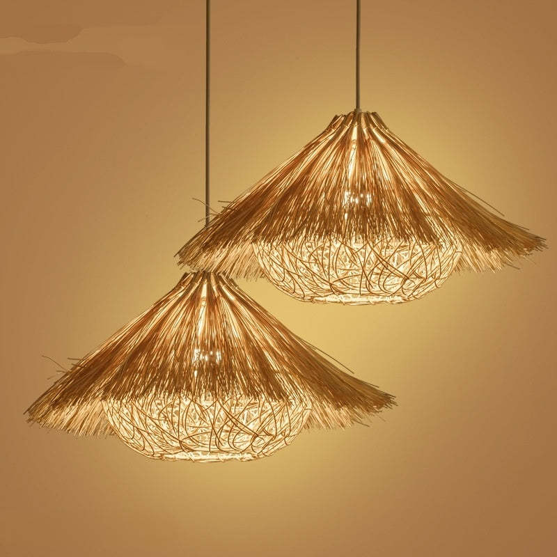 Muto Hand-Woven Rattan Modelling Pendant Light for Dining Room