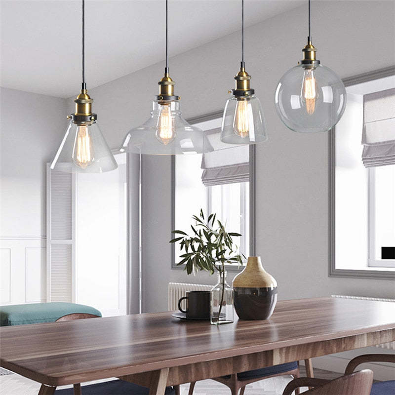 Retro Vintage Glas-Pendelleuchten für Wohnzimmer