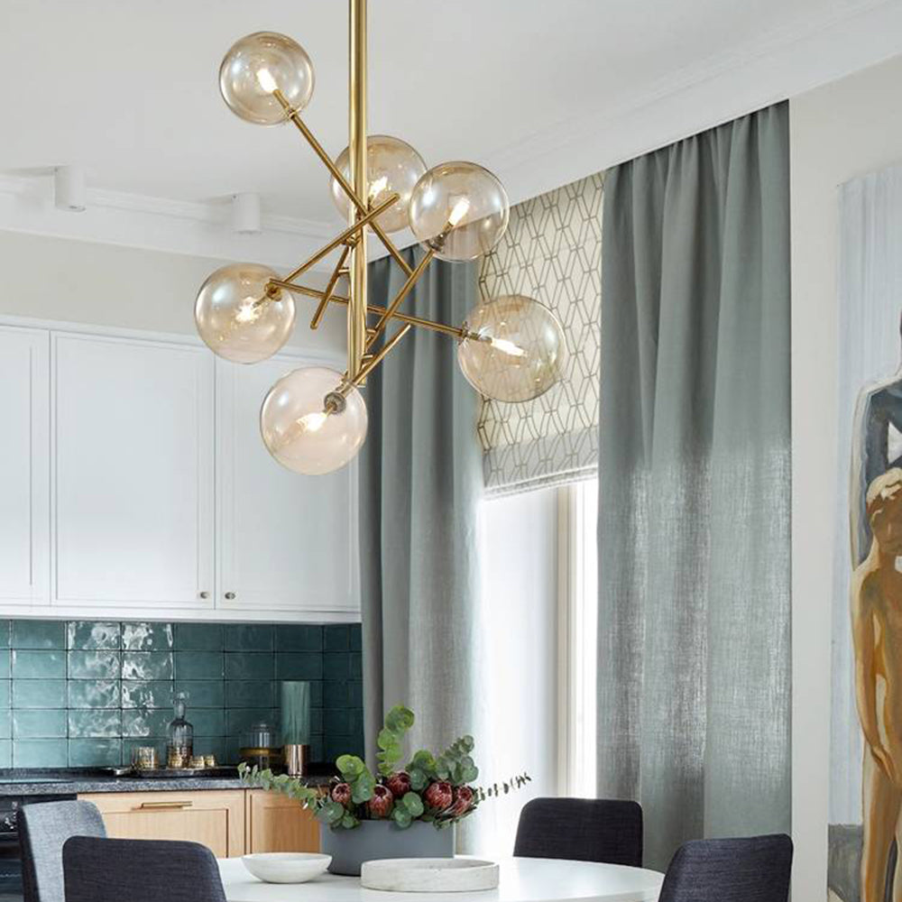 Valentina Gold Pendant Light, 6/8 Heads