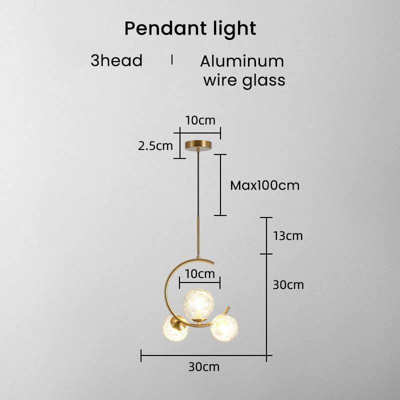 Valentina Pendant Light Bubble Moon, Metal & Glass