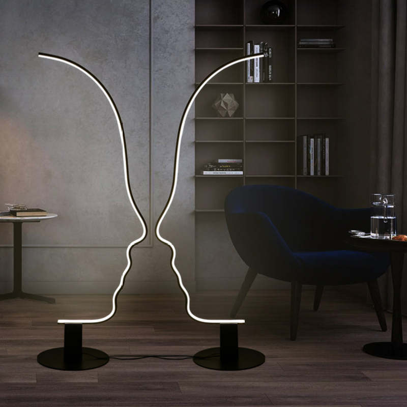 Postmodern Human Face LED Floor Lamp For Bedroom, Living Room