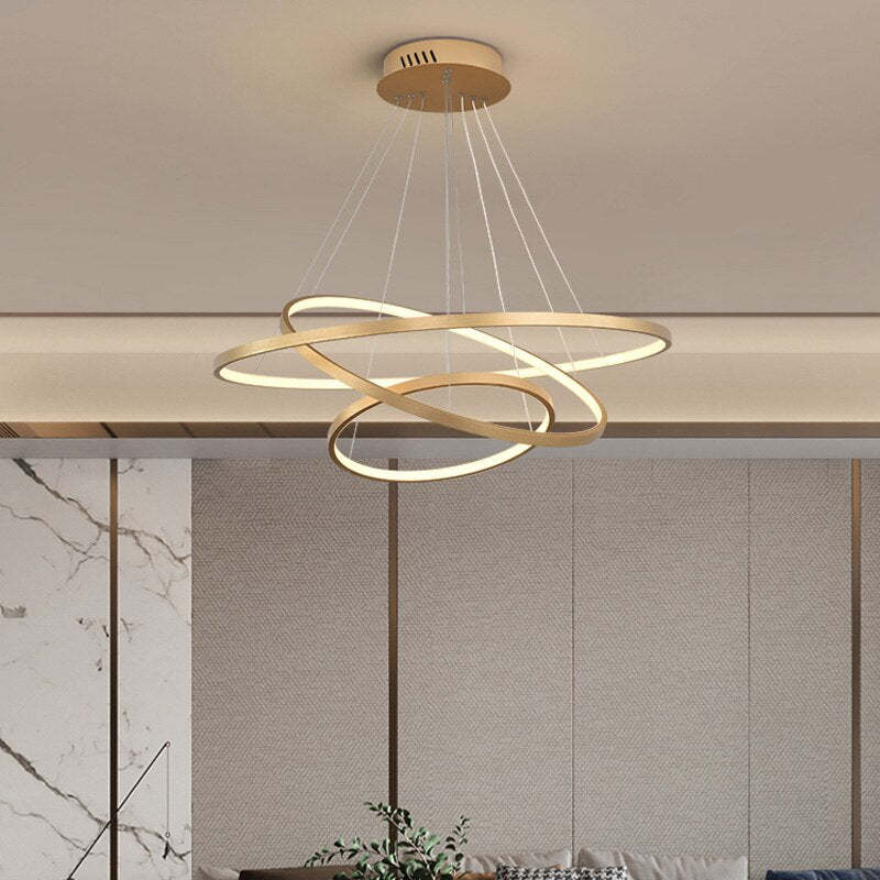 Modern LED Rings Hanging Lamp Remote Control