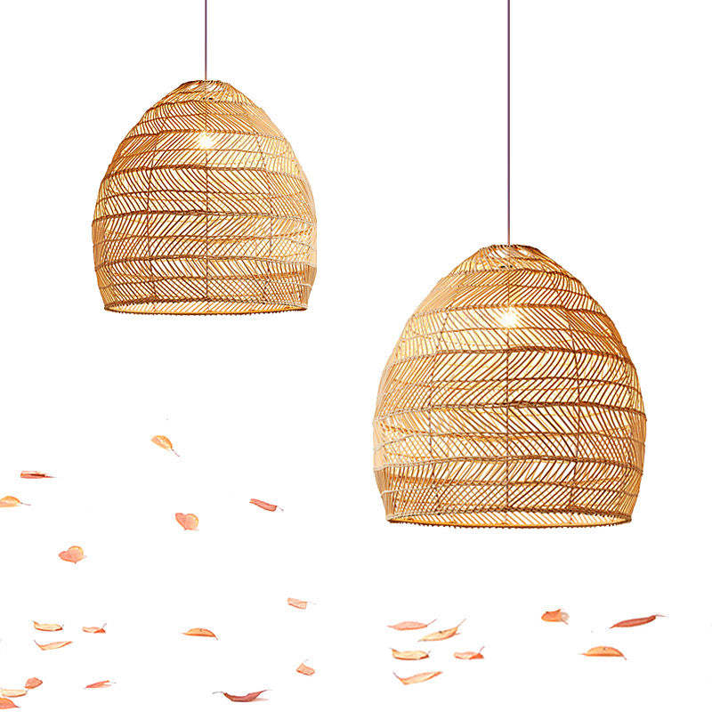 Rattan Bamboo Lampshade Hand Knitted Pendant Light