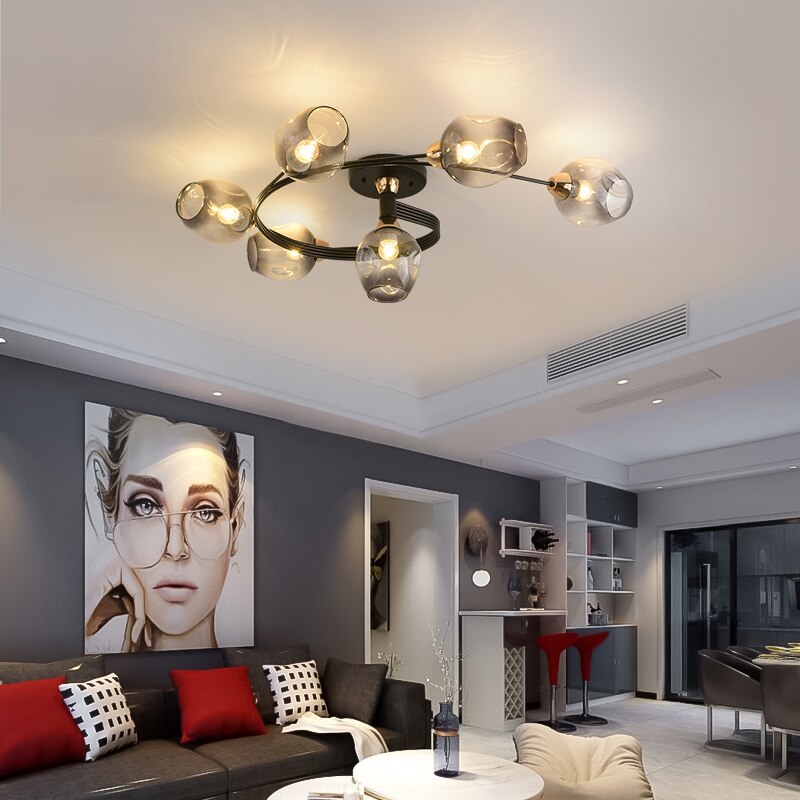 Retro Glass Ceiling Chandelier Pendant Lighting for Bedroom & Living Room