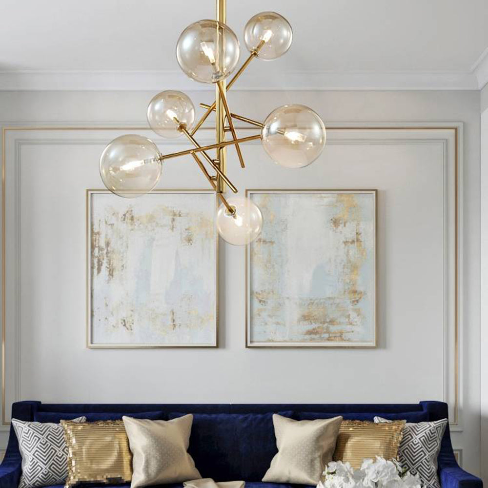 Valentina Gold Pendant Light, 6/8 Heads