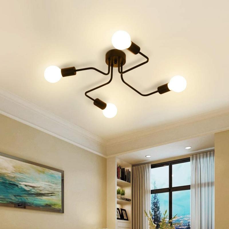 Alessio Retro Black Flush Ceiling Light, 4/6/8 Heads