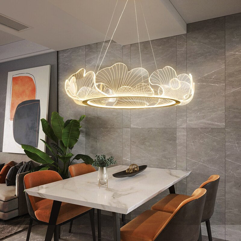Modern Simple Fresh Acrylic LED Art Chandelier for Living Room