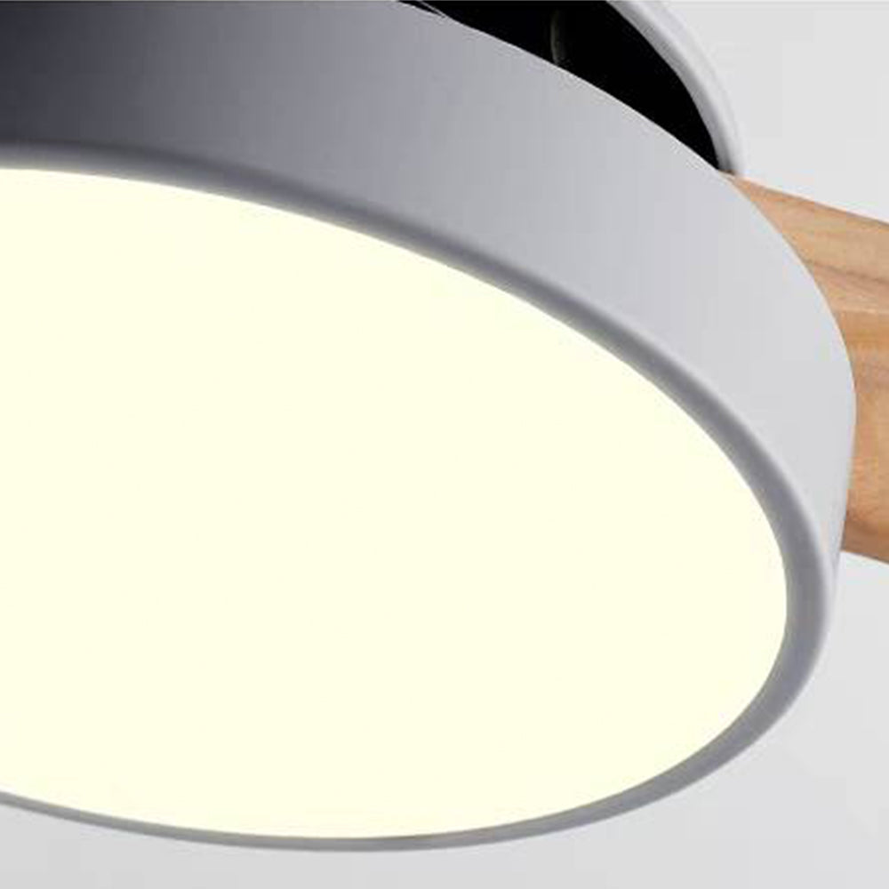 Walters 3-Blade White & Gray Ceiling Fan with Light, Metal & Wood, DIA132CM