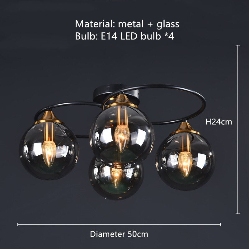 Smoky Gray Amber Chandelier Foyer Pendant Lighting Fixtures