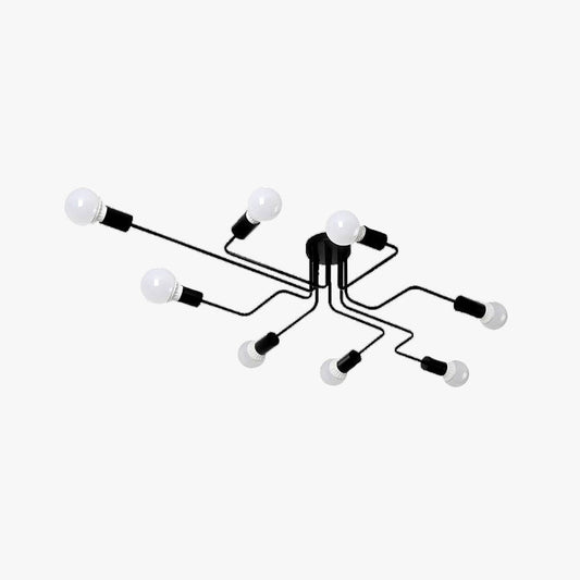 Alessio Retro Black Flush Ceiling Light, 4/6/8 Heads